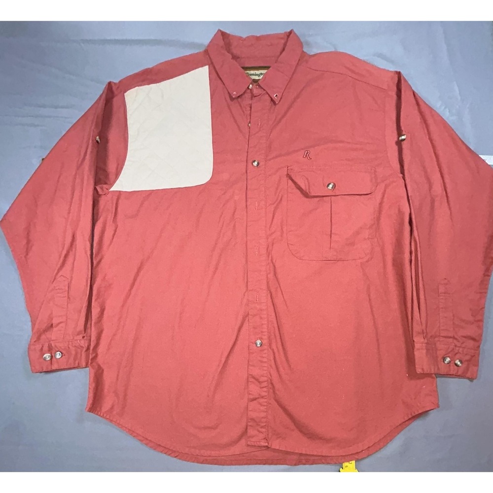 Remington Shirt Mens XL Red Cotton Quilted Hunting Long Sleeve Button Up Casual